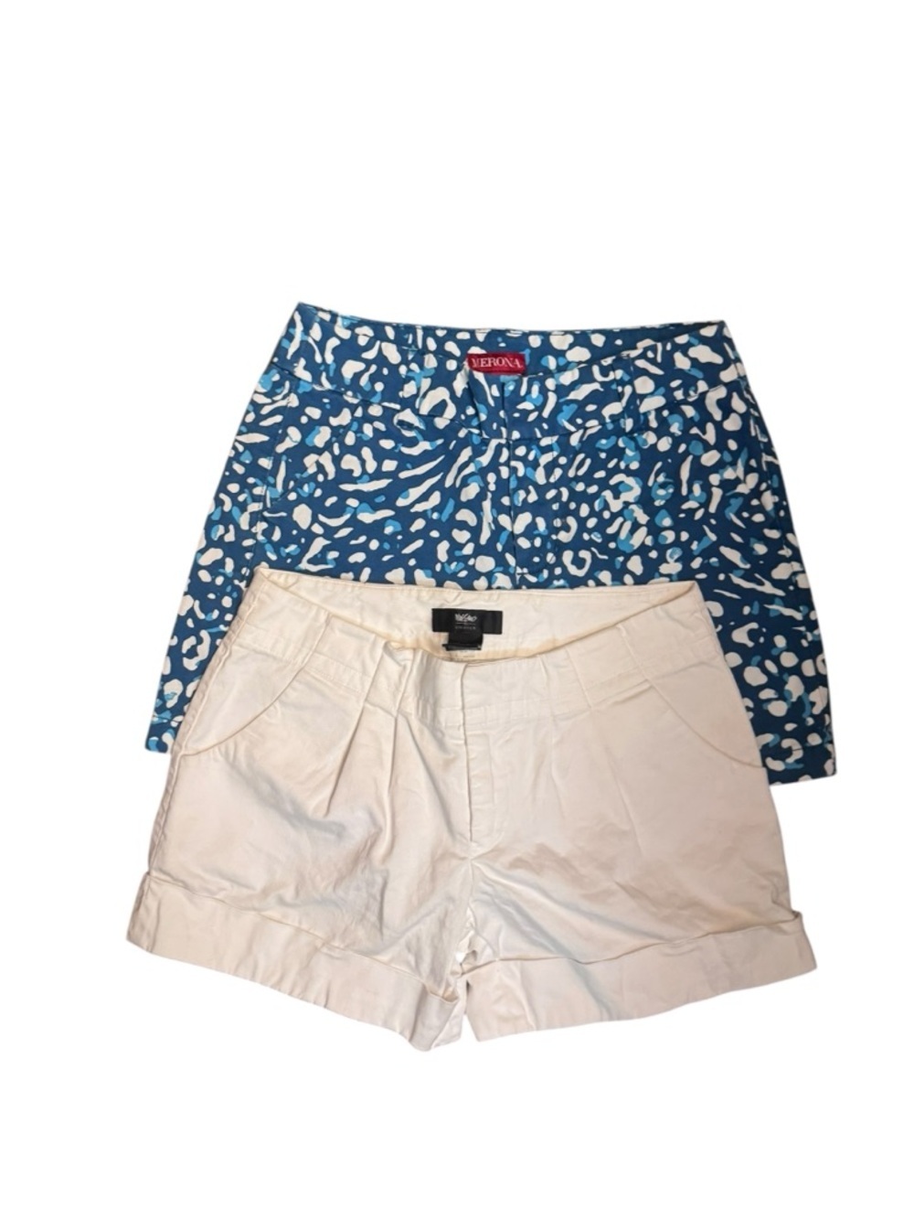 BUNDLE 2 TARGET MOSSIMO Shorts Womens SZ 4 White Cuffed MERONA Blue SZ 2 EUC